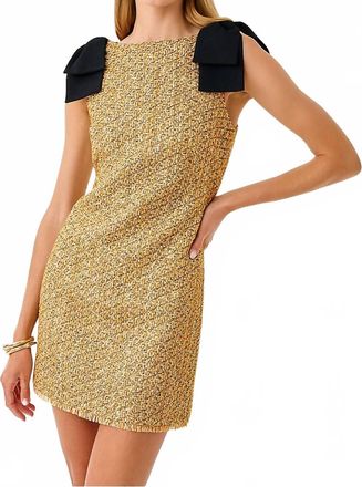 Lilly Pulitzer Cora Skirted Shift Romper In Gold Metallic Golden Glow Boucle