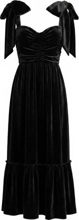 So Me Womens Velvet Feminine Holiday Dress With Ribbon Strap In Black