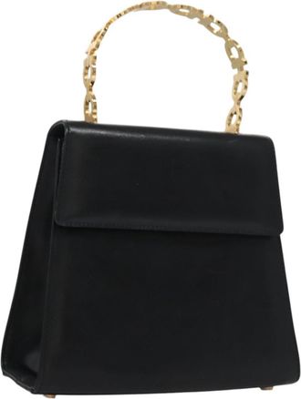 Ferragamo Gancini Handbag Leather Black Leather Handbag (Pre-Owned)