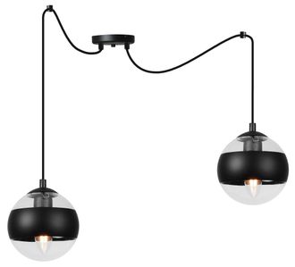 OEM L&aacute;mpara Colgante Toledo Spider Negra 2 Pantallas Planas Negras E14
