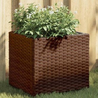 Berkfield Home Garden Planters 2 pcs Brown 36x30x32 cm Poly Rattan | Size: 36 x 30 x 32 cm