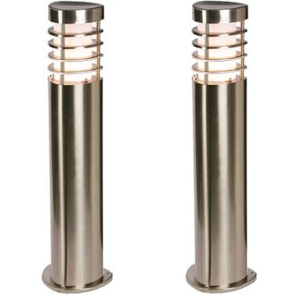Loops 2 PACK Modern Outdoor Stainless Steel Post Light - 10.5W E27 LED - 500mm Height in Metallics