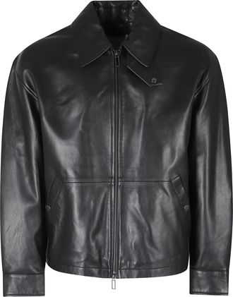 Paolo Pecora Black Slim Fit Suede Biker Jacket