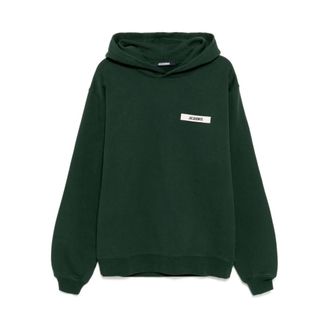 Jacquemus Hoodies & sweatvesten, Heren, Groen, L, Donkergroene Slouchy Hood Sweatshirt