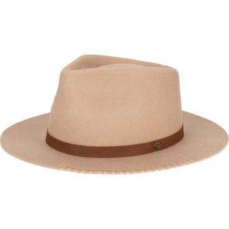 San Diego Hat Company Faux Leather Wool Fedora in Tan at Nordstrom Rack