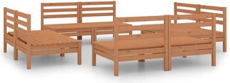 vidaXL 8 Piece Garden Lounge Set Honey Brown Solid Pinewood Vidaxl