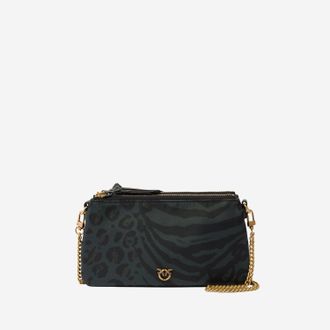 Pinko Rectangular Animal Print Shoulder Bag with Chain Strap