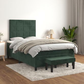 vidaXL Vidaxl - Cama Box Spring Con Colch&oacute;n Terciopelo Verde Oscuro 120x200 Cm