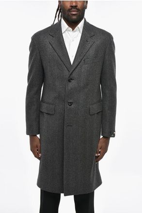 Tagliatore PINO LERARIO Herringbone Motif Virgin Wool Blend Coat size 46