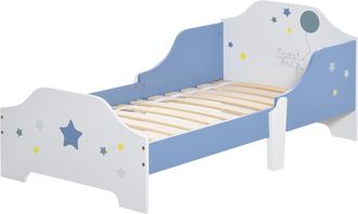 HOMCOM Homcom - Letto Per Bambini Di +3 Anni Con Sponde Laterali Lettino Blu E Bianco