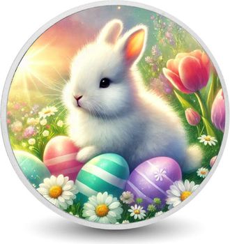 OEM Serenidad Primaveral: Moneda De Color Con Encanto De Pascua Del Conejito