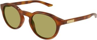 Gucci Zonnebril met rond montuur - Heren - Zonnebrillen - Bruin - 48 MM - Accessoires