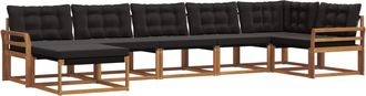 vidaXL Conjunto De Sof&aacute;s De Exterior 7 Uds. Natural Y Negro Vidaxl