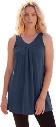 Roaman's Plus Size Ultimate Pleated Tunic Tank in Navy at Nordstrom, Size Medium