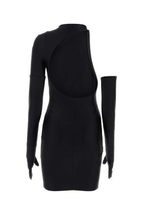 Balenciaga Womens Black Stretch Nylon Mini Dress 1000 Exterior: Elastane Abiti