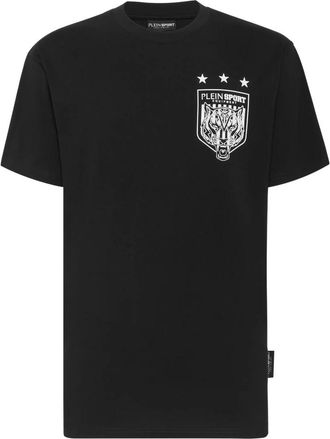 Plein Sport T-Shirt Ronde Hals Tiger - Heren - Sportshirts - Zwart - S - Katoen - Fitness