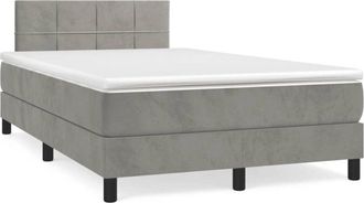 vidaXL Vidaxl - Cama Box Spring Con Colch&oacute;n Terciopelo Gris Claro 120x190 Cm