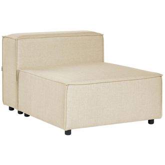 Beliani Beliani - Sill&oacute;n Modular 1 Plaza Asiento Acolchado Patas Negras Tapicer&iacute;a De Lino Poli&eacute;ster Beige Aprica