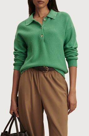 Varley Marlie Half Placket Knit Polo Sweater in Green Spruce at Nordstrom, Size Xx-Small