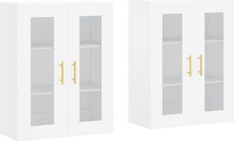 vidaXL Armarios De Pared 2 Uds Madera De Ingenier&iacute;a Blanco Vidaxl