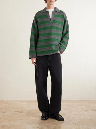 The Elder Statesman Dume Striped Polo Shirt