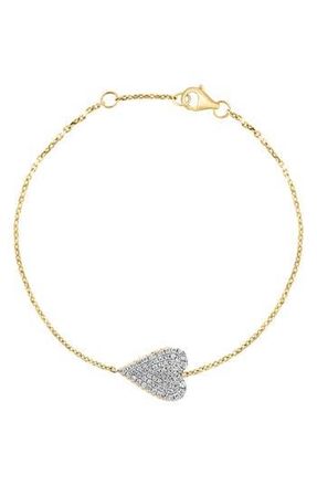 Effy 14K Yellow Gold & Diamond Heart Station Bracelet - 0.33 ctw at Nordstrom Rack, Size 7