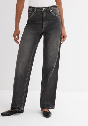 Bonprix Weite Jeans BONPRIX, Damen, Gr. 36, N-Gr, schwarz denim used (l&auml;nge: regul&auml;r), Denim/Jeans, Obermaterial: 99% Baumwolle, 1% Elasthan, loose fit, Jeans