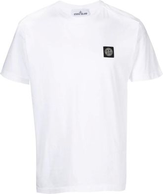 Stone Island Camiseta Slim Fit con Logo - Tops - Hombre - Blanco - M