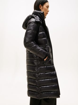 Tommy Hilfiger Steppmantel TOMMY HILFIGER GLOSS HW DOWN WAIST REG MAXI, Damen, Gr. XXXL(46), schwarz, Steppware, Obermaterial: 100% Nylon, unifarben, kniebedeckend, 