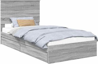 vidaXL Cama Con Almacenamiento Con Cabecera Gris Sonoma 100 X 200 Cm Vidaxl