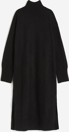 H&M Strickkleid mit Turtleneck - Schwarz