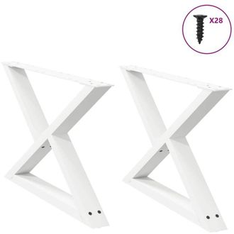 vidaXL Vidaxl - Patas Para Mesa De Centro (2 Unidades), Color Blanco, 70 X (42-43,3) Cm, Acero