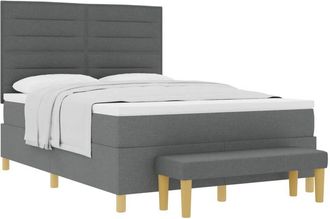 vidaXL Box Spring Bed with Mattress Dark grey 140 x 200 cm Fabric vidaXL