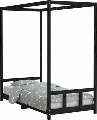 vidaXL Estructura De Cama Para Ni&ntilde;os Madera De Pino Negro 90x190 Cm Vidaxl
