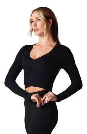 Tavi Criss Cross Long Sleeve Top in Ebony at Nordstrom, Size X-Large