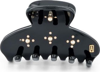Alexandre de Paris En Pamoison Strass Acetate and Pearls Hair Claw Clip in Black at Nordstrom