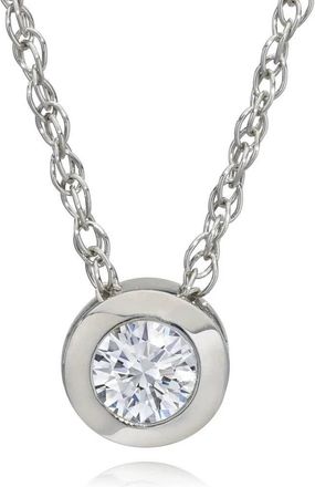 Pompeii3 1/4Ct Natural Diamond Bezel Solitaire Pendant 14k White Gold 18 Necklace