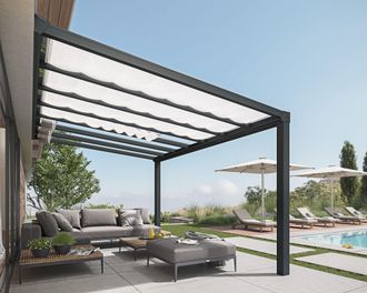 Palram Canopia Cortina Para P&eacute;rgola Stocholm 3.4x7.3 Blanco