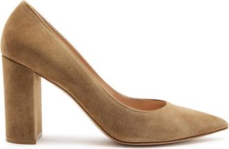 Gianvito Rossi Piper 85 Suede Pumps - Camel