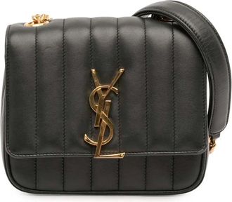 Saint Laurent Borsa a tracolla Vicky piccola in pelle di agnello con catena 2018 - Nero