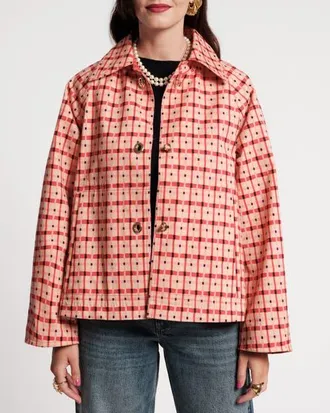 Frances Valentine Short Spiffy Trench Lollipop in Pink/red/multi at Nordstrom, Size X-Small