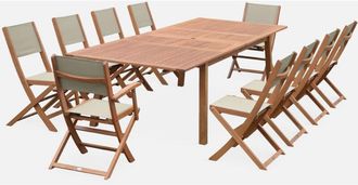Sweeek Mesa De Jard&iacute;n Extensible De Madera + 10 Sillas