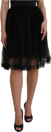 Dolce & Gabbana Polka Dot Aline Skirt - Dames - Korte rokken - Zwart - XL - Katoen - Rokken