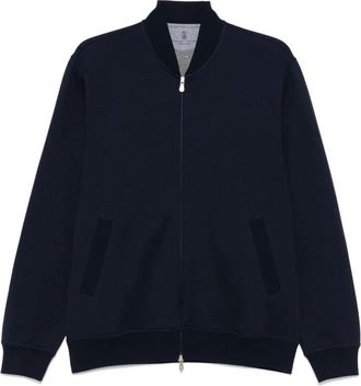 Brunello Cucinelli Hoodies & sweatvesten, Heren, Blauw, S, Katoen, Zip-Through Sweatshirt