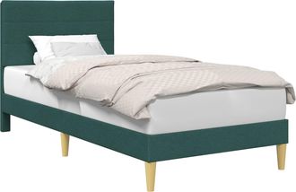 vidaXL Estructura De Cama Con Cabecera Verde Oscuro 100 X 200 Cm Tela Vidaxl
