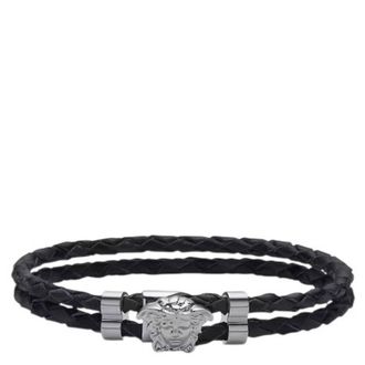 Versace La Medusa Double Braided Leather Bracelet