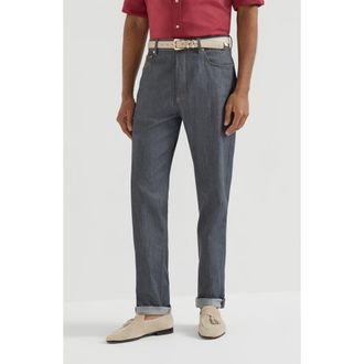 Brunello Cucinelli Comfort denim trousers in Medium Grey at Nordstrom, Size 50 It