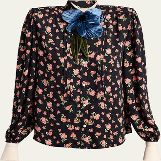 Valentino Garavani Embellished Floral-Print Shirt