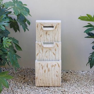 PRIMROSE Hetton Fields Cascading Blade Water Feature in White in Cream