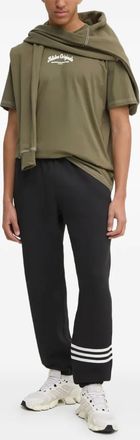 adidas graphic-print contrast-stitch hoodie - men - Fabric - M - Green